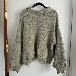 POL Distressed Multicolor Knit Sweater
